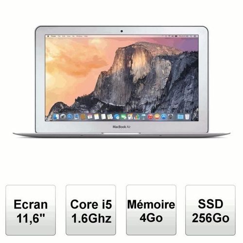 Apple MacBook Air PC Portable 11,6" - Core i5 - RAM 4 Go - Stockage 256Go - Intel HD Graphics 6000- OS X Yosemite - Bon État