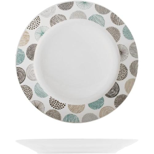 Blanc Avec Motifs Lolly Lot De 6 Assiettes Plates, Porcelaine, Aile, 24 Cm