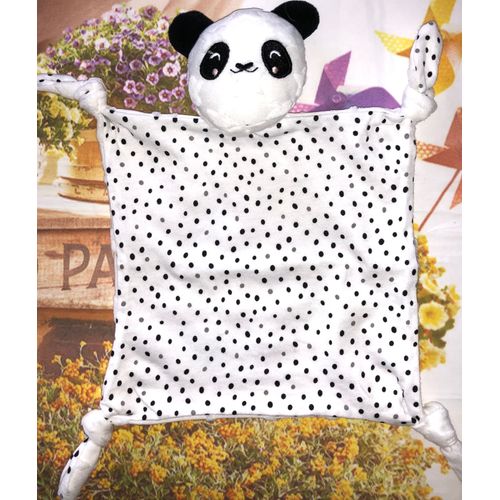 Doudou Panda Blanc Noir Etoiles Relief Vertbaudet Peluche Animal Plat