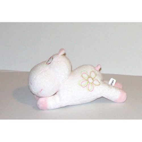 Doudou Hippopotame Rose Blanc Phosphorescent Luminescent Peluche Jemini 24cm Luminou