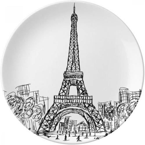Multicolore Assiette À Dessert En Porcelaine Carrée De La Tour Eiffel - Motif France Paris
