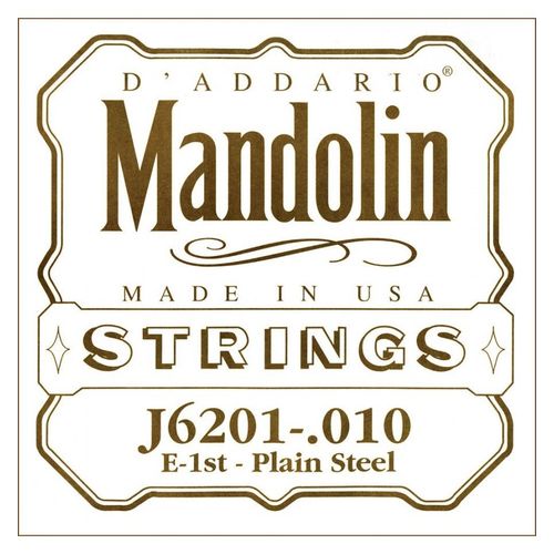 D'addario J6201, .010 - Corde Au Détail Acier Pur Mandoline