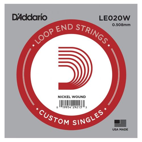 D'addario Le020w, .020 - Corde Au Détail À Boucle Nickel
