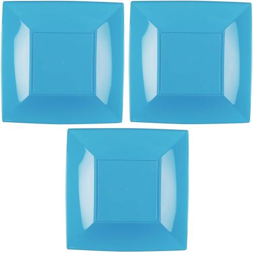 Bleu Turquoise 2 Lots De 8 Assiettes À Dessert Carrée En Plastique Réutilisable Bleu Turquoise 18cm Ref/58052 (Mariage, Baptême, Communion, Noël, Nouvel An, Anniversaire, Autres Fêtes)