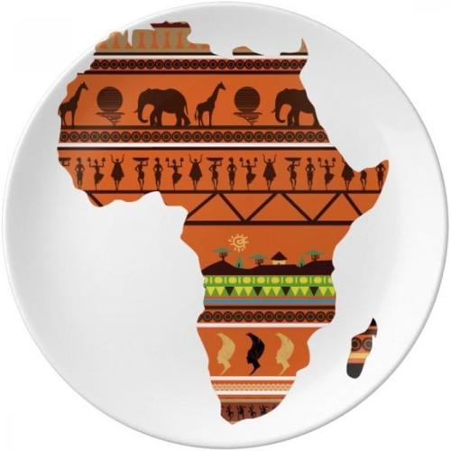 Multicolore Assiette À Dessert Décorative En Porcelaine Avec Nom Du Continent Africain - 20,3 Cm - Cadeau Pour La Maison