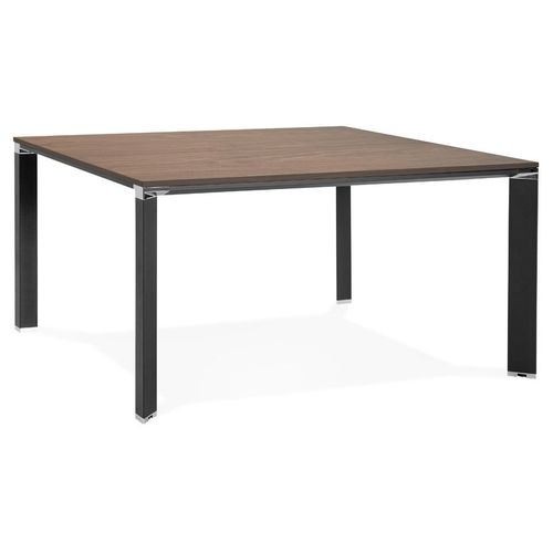Table De Réunion / Bureau Bench 'xline Square' En Bois Finition Noyer Et Métal Noir - 140x140 Cm