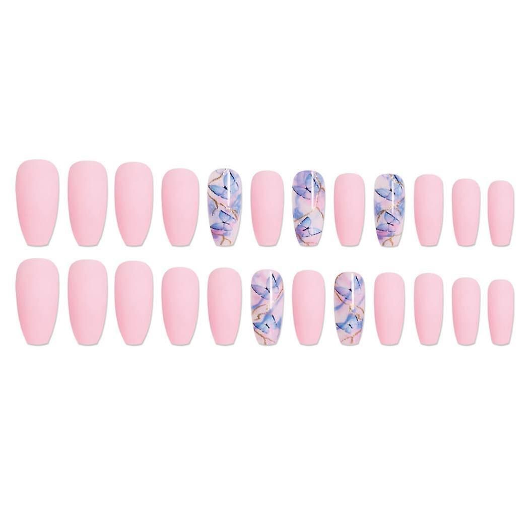 Faux Ongles Ballerine Cercueil Rose Mat Pour Femme  - 5