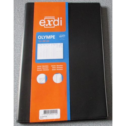 Agenda Exdi Olympe Ml Alpha 2020-Janvier À Décembre-1 Semaine Sur 2 Pages-16x24cm-Réf.302-Couverture Pvc Noire-Quelques Pages Répertoire À La Fin