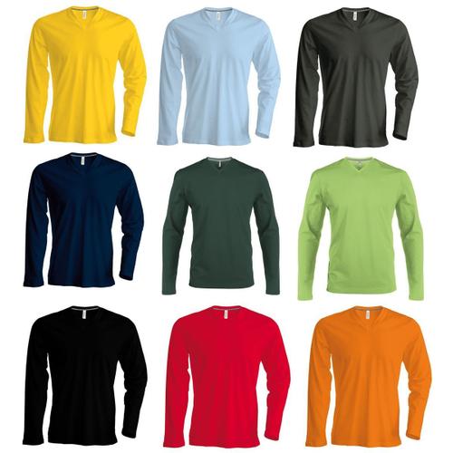 Lot 9 T-Shirt Manches Longues Col V - Multicolore - Homme