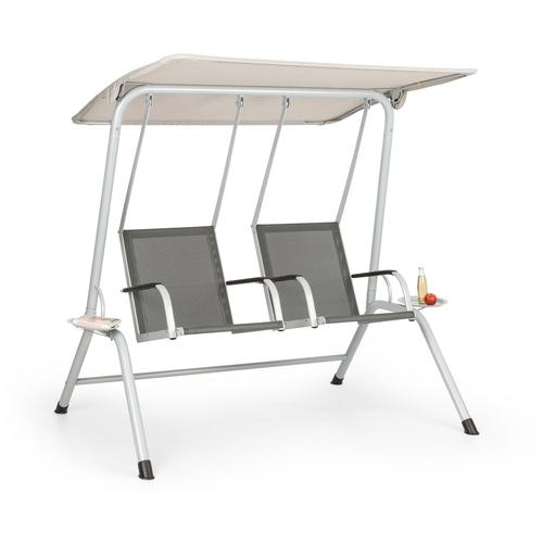 Blumfeldt Bel Air Duo Swing Balancelle De Jardin Pour 2 Personnes - Gris & Crème