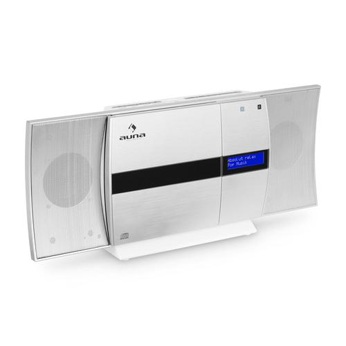 auna V-20 DAB Chaîne stéréo verticale Bluetooth NFC CD USB MP3 DAB+ argent blanc