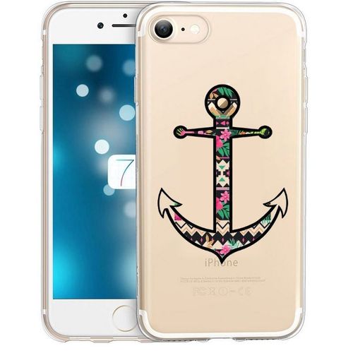 Coque Iphone 7 Plus 8 Plus Ancre Fleur Rose