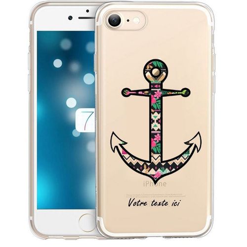Coque Iphone 7 Plus 8 Plus Personnalisee Ancre Fleur Rose