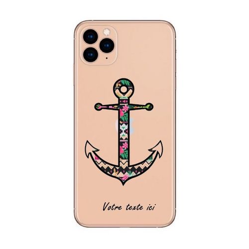 Coque Iphone 11 Pro Max Personnalisee Ancre Fleur Rose