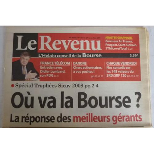Le Revenu N°1023 29 Mai 2009 - Où Va La Bourse?