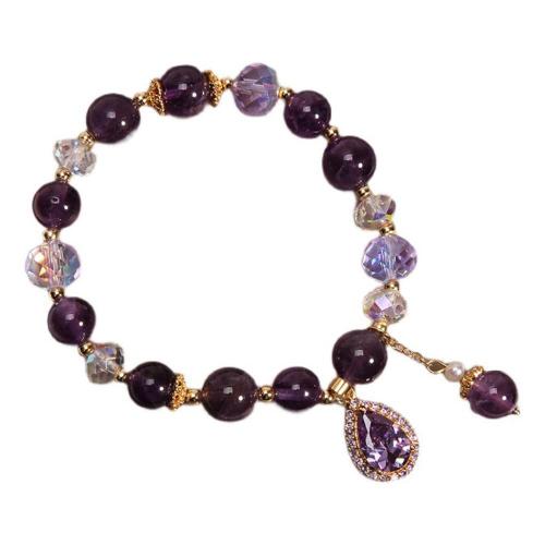 Purple Bracelet Fait Main En Amethyste Naturelle Et Goutte Deau Perles De Createur 0101 Q4f8 Purple