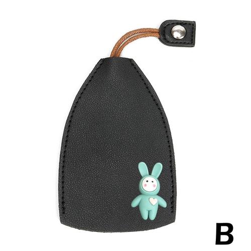 Rabbit Creative Pull Out Key Sleeve Cartoon Cuir Grand N1 Ne Glisse Pas Facile Black Blue Rabbit