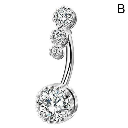 Argent 1pc Nombril Nombril Anneaux Barre Cristal Fleur Balancent Piercing Corps Argent