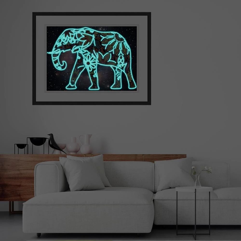 Kit De Mosaque Lumineuse D'lphants, Peinture Diamant, Bro... - 2