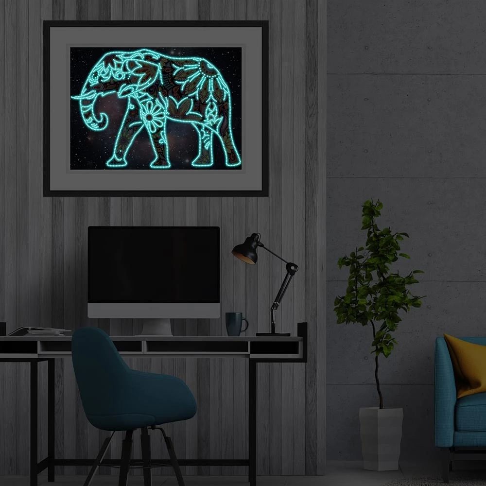 Kit De Mosaque Lumineuse D'lphants, Peinture Diamant, Bro... - 3