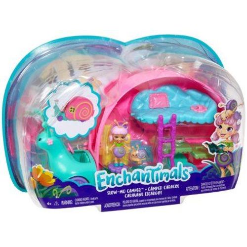 Enchantimals Coffret Camping Car Escargot Avec Poupee Et Accessoires - Figurine 4cm - Mini-Poupee