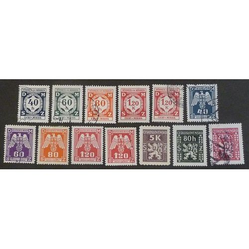 Tchécoslovaquie Service Neuf Et Oblitéré Lot De 13 Timbres De 1940-46