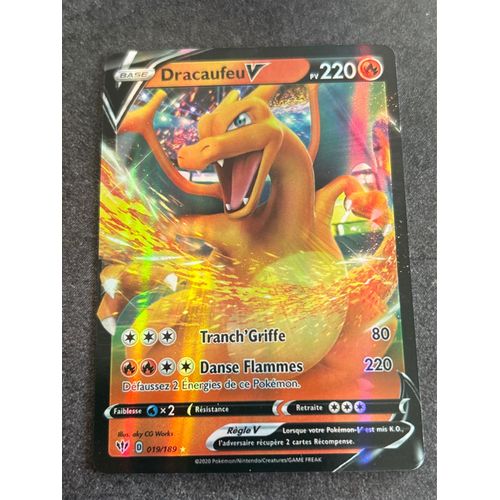 Carte Pokémon Dracaufeu V 019/189 Eb03 Épée & Bouclier Ténèbres Embrasées Fr