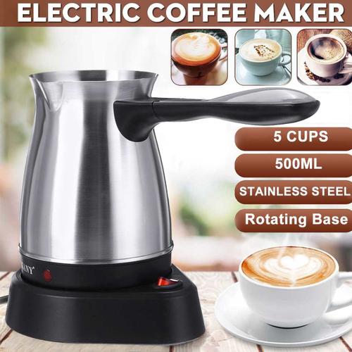 Cafetière Électrique Portable En Acier Inoxydable, 220V, Pot Moka Grec Turc, Bouilloire Pour Le Bureau Et La Maison 9109-May14A11379