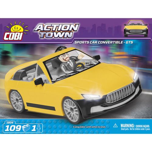Voiture De Sport Cabriolet Jaune - 109 Pièces - 1 Figurine Cobi