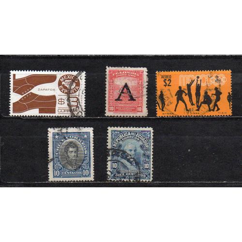 Amérique- Divers Pays- Lot De 5 Timbres Oblitérés Divers