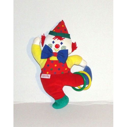 Doudou Clown Corolle Hochet Anneaux Peluche Clown Multicolore