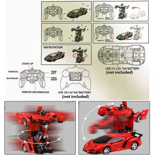 voiture telecommandee,Voiture de Jouet Robot déformée, Robot télécommandé à  l'échelle 1/18 Transformer Une Voiture légère à déformation légère pour  Cadeau d'enfants JAUNE