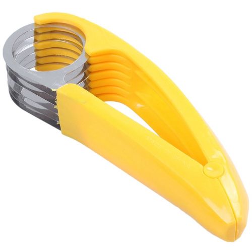 Trancheur De Bananes Trancheuses Pour Salade De Jambon, Outils De Cuisine Domestique, Trancheur De Fruits Et Concombre, Plastique Jaune + Acier Inoxyd 9109-May14A18028