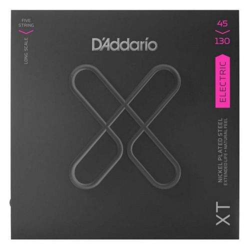 D'addario Xtb45130 - Jeu Guitare Basse Xt Plaqué Nickel - Regular Light, 5-String Long Scale, 45-130