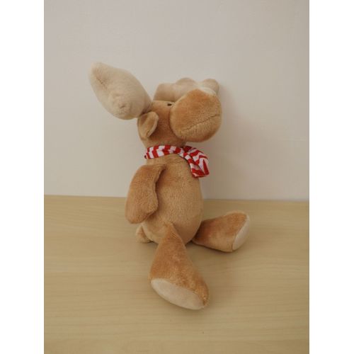 Peluche Cerf Élan Beige Rouge Blanc Kinder