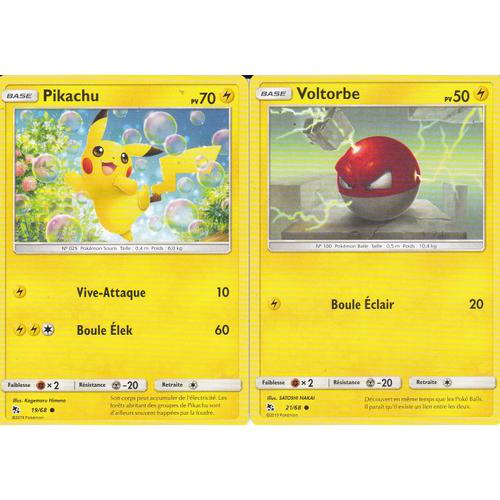 2 Cartes Pokemon - Pikachu 19/68 Et Voltorbe 21/68 - Sl11,5 - Destinées Occultes - Vf