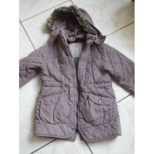 Doudoune Fille À Capuche Amovible 6 Ans - Gris Rosé