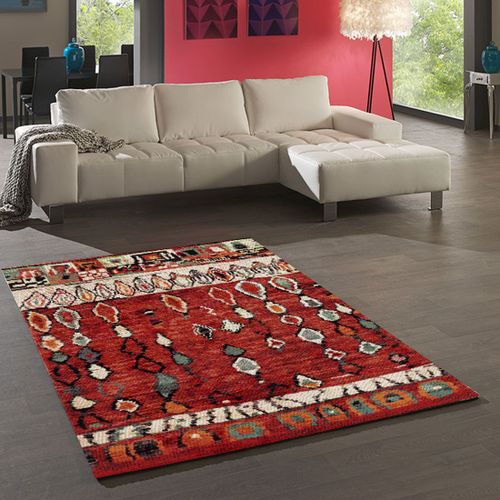 Tapis Berbère 280x380 Tissé Motifs Tribaux Moroco Rouge