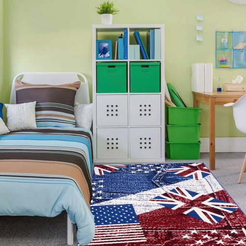 Tapis Enfant 235x320 Rectangle Tissé Bleu Lyn1 Usa Uk