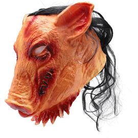 Masques Effrayants D'halloween Tête De Cochon, Nouveauté, Masques Avec Cheveux, Costume De Cosplay, Masque En Latex Réaliste, Fournitures De Festival 9109-May14a23809
