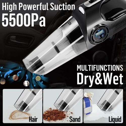 Aspirateur De Voiture Portable 4 En 1, Avec Compresseur D'Air Numérique, Avec Lumière Led, Humide/Sec 9109-May14A23481
