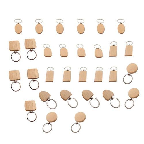 Porte Clés Rectangulaire En Bois Vierge Pour Hommes Et Femmes, 30 Pièces/Lot, Bricolage, C?ur Rond En Ellipse, Cadeau 9109-May14A23938