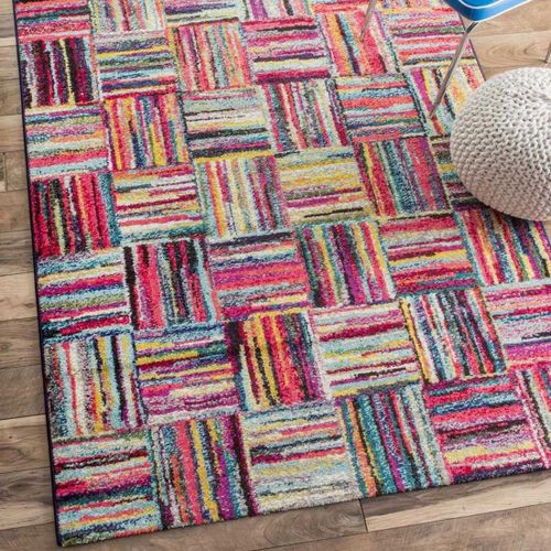 Tapis Entrée 40x60 Tissé Multicolore Rectangle Motif Géométrique Lyn6 Brik