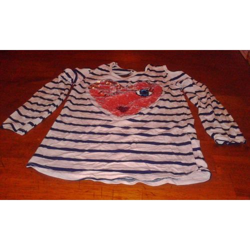 Tshirt Marin Sequins Coeurs Taille 8 Ans ..