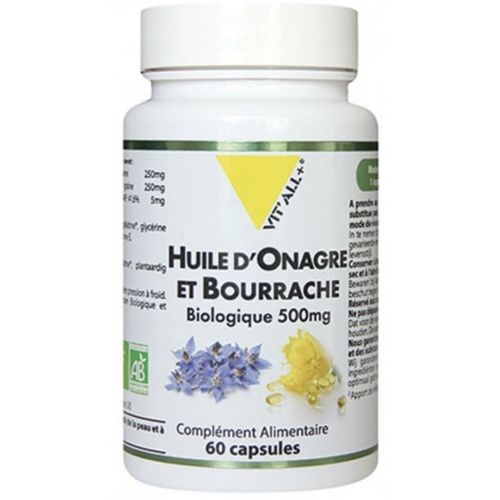 Huile Onagre Et Bourrache Bio 500mg 60caps 