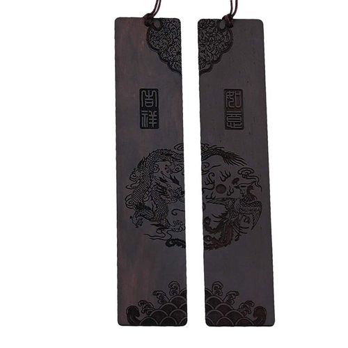 Marque-Page En Bois Naturel Avec Caractères Chinois Anciens, Motif De Dragon Et De Phénix, Cadeau Pour Enseignant Et Étudiant 9109-May14a24497