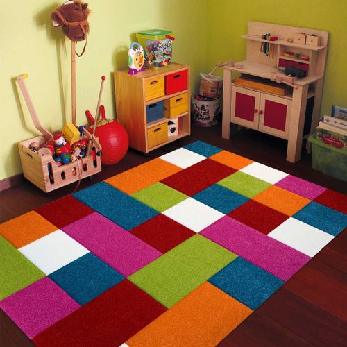 Tapis Chambre 80x150 Tissé Multicolore Rectangle Motif Damier Lyn8 Carreaux