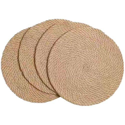 Napperon Rond En Coton Et Lin Japonais, 4 Pièces, Tapis Isolant Thermique Antidérapant, Rond Tissé Pliable, Plat À Thé En Tissu, Dessous De Verre 9109-May14A26945