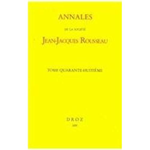 Annales De La Société Jean-Jacques Rousseau N °48