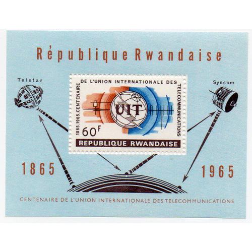 Rwanda- Bloc Feuillet- Centenaire De L' Union Internationale Des Télécommunications